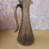 Carafe aiguière en verre ambré