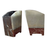 Pair of Art Deco marble and onyx bookends