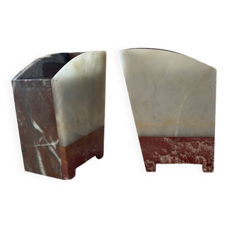 Pair of Art Deco marble and onyx bookends