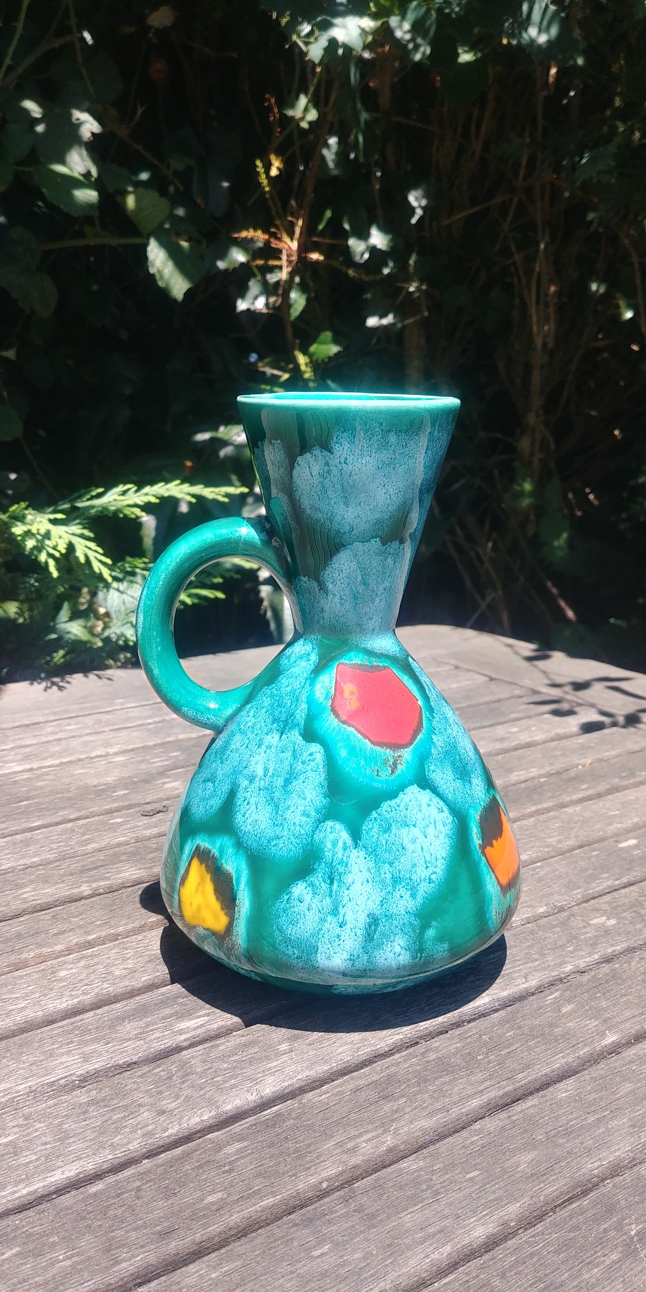 Small vase in glazed ceramic Vintage 60s signed Elise