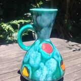 Small vase in glazed ceramic Vintage 60s signed Elise