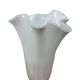White pleated glass vase fidrio