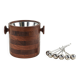 Danish teak and steel ice bucket, 1970s, Scandinavian Modern barware