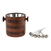 Seau à glace en teck danois et acier, années 1970, barware scandinave moderne