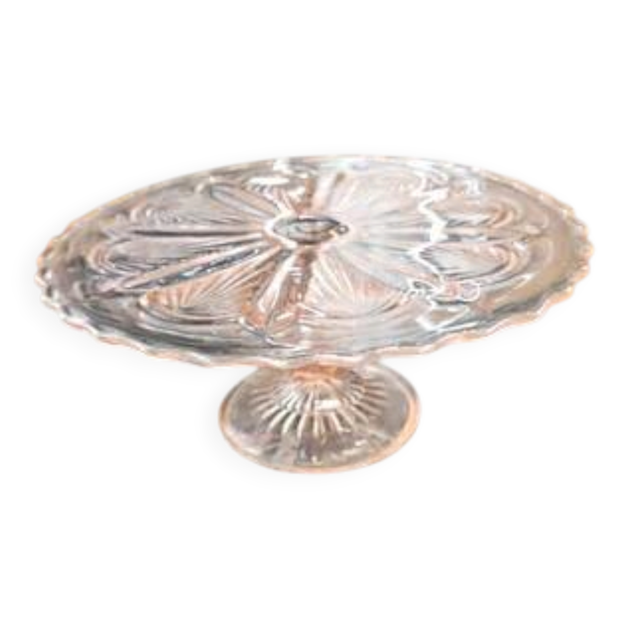 Vintage pink glass cake stand - Diameter 23 cm