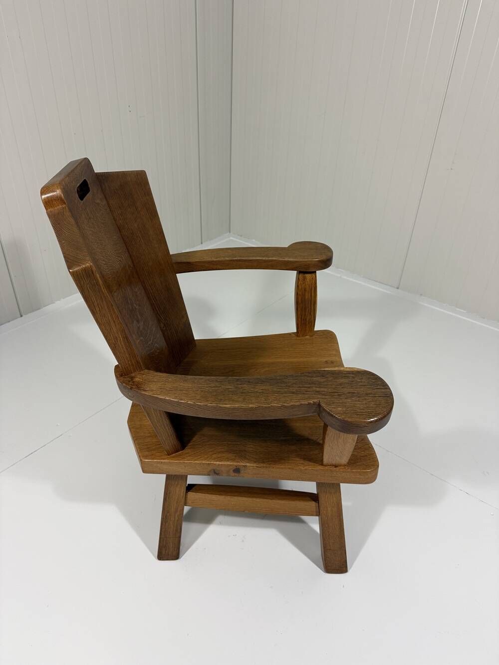 Rustic brutalist arm chair solid oak 1960’s