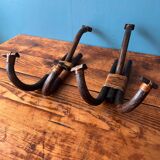 Bamboo wicker rattan coat hooks