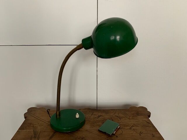 Old lamp in green enamelled metal, 1940