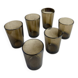 Six glasses, smoked glass, Vereco, 1970s