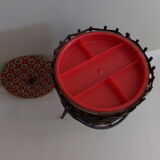 Wicker tripod sewing basket