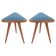 Set of two triangular blue velvet stools from the 20th century, Europe, 1960s.
