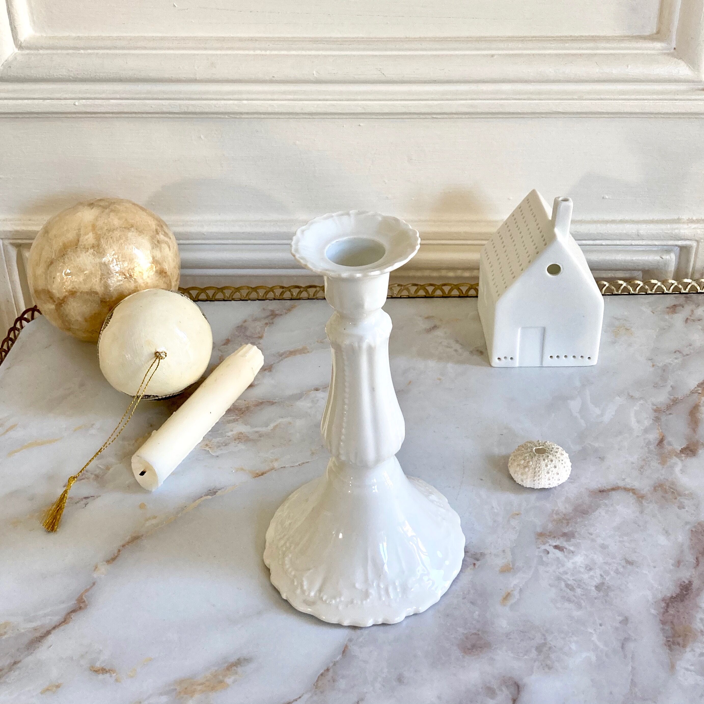 Antique porcelain candle holder
