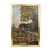 Huile sur panneau " Parc du Château de Versailles " signée R. Chartier, fin XIXème.