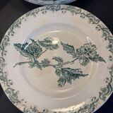 Set of 12 green ironstone flat plates