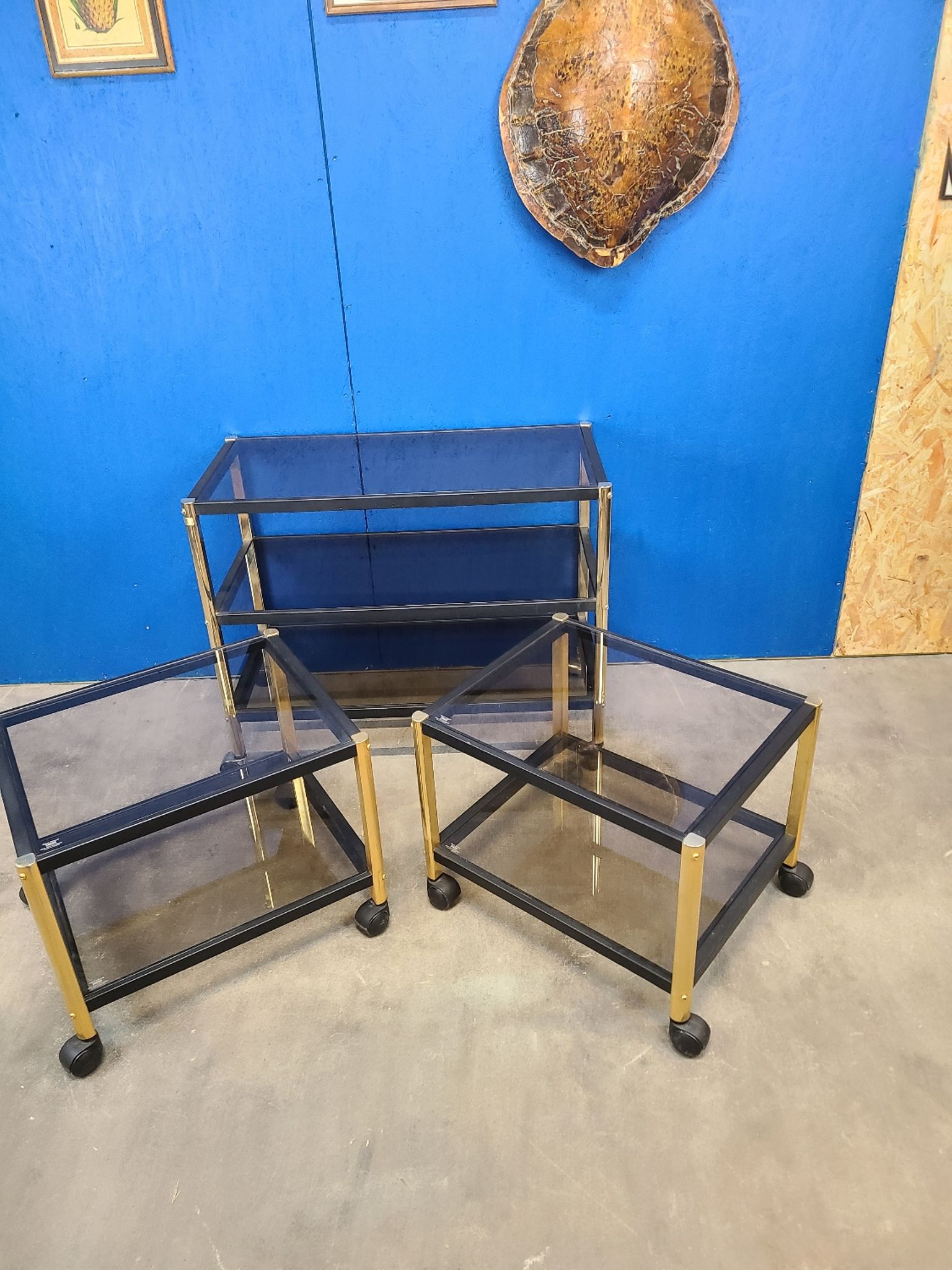 Ensemble console étagère et table basse Erard France vers 1970