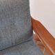 Scandinavian armchair in teak Komfor, blue-grey fabric, 1960s, sled base (2 available)