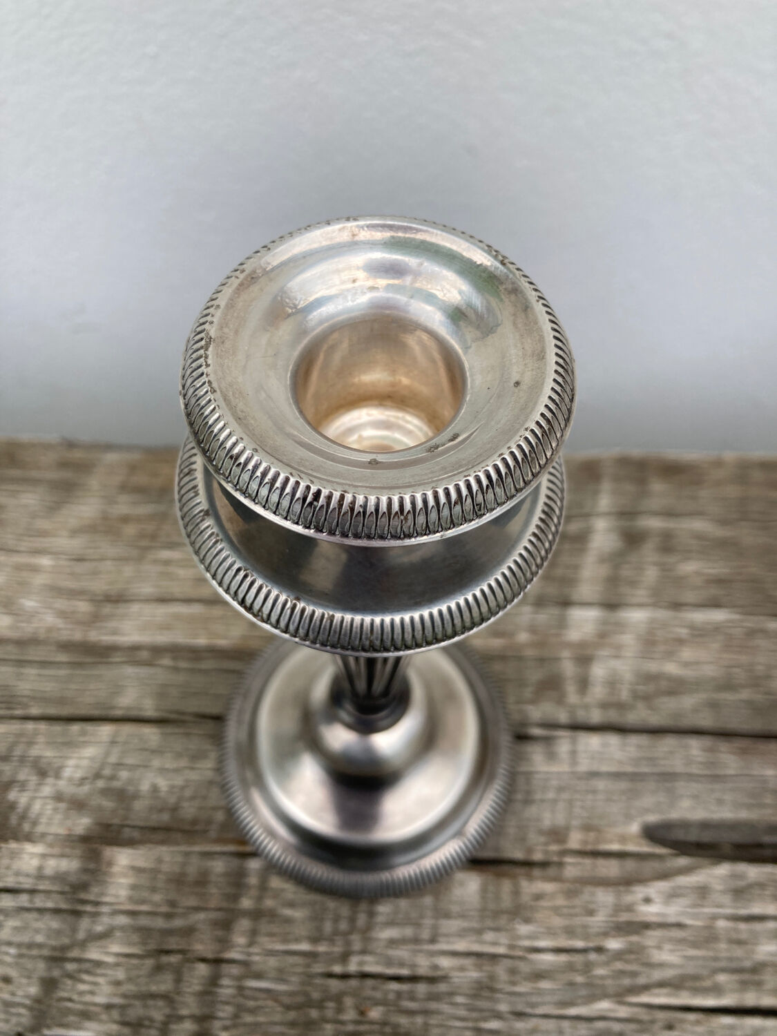 Edouadrien candlestick in old silver metal hallmarked / old candlestick