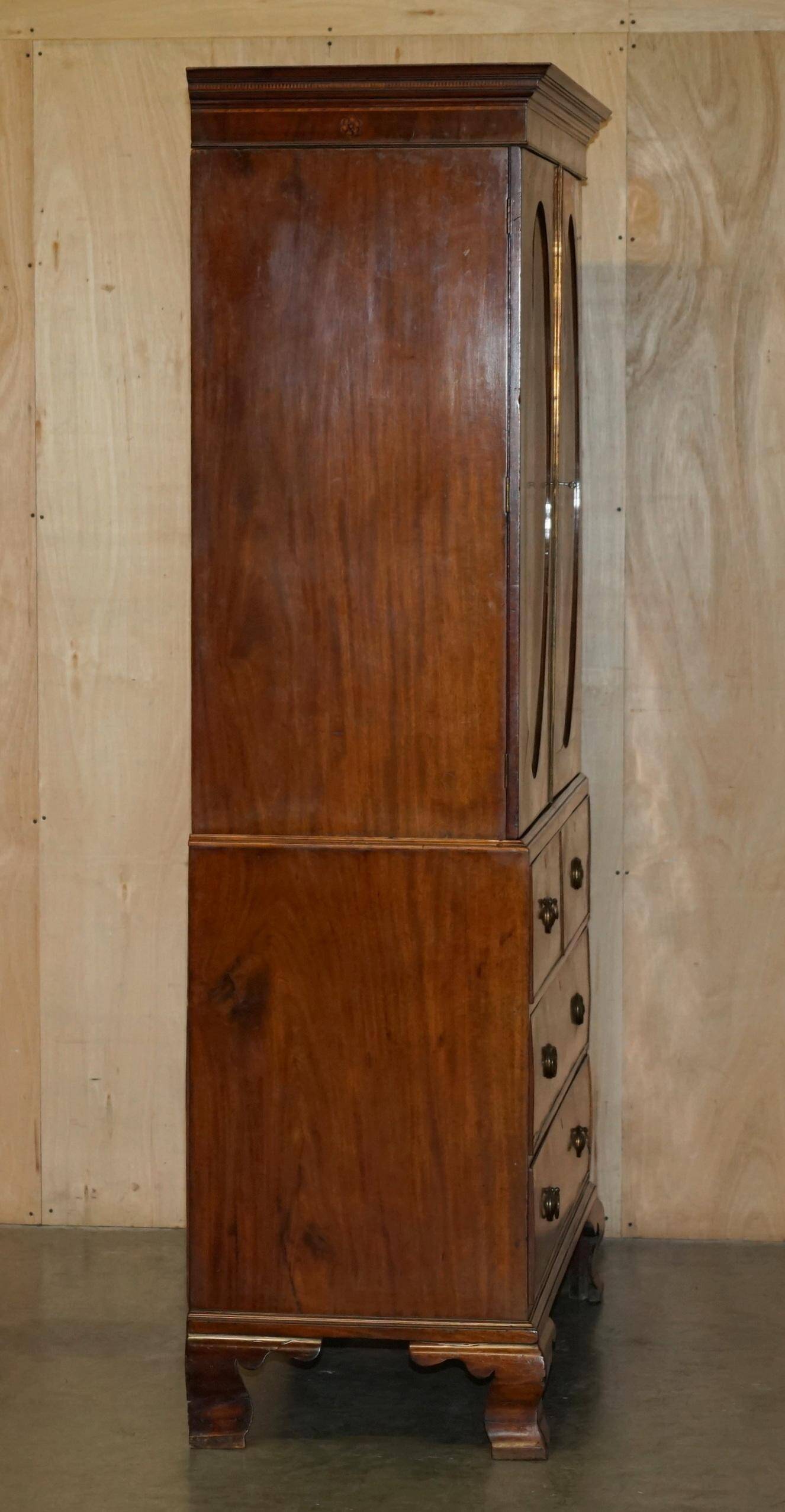 George III Sheraton linen cupboard in walnut, circa 1760.