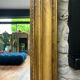 Fireplace mirror with pediment and pearl 178.5/151cm gold leaf, mercury