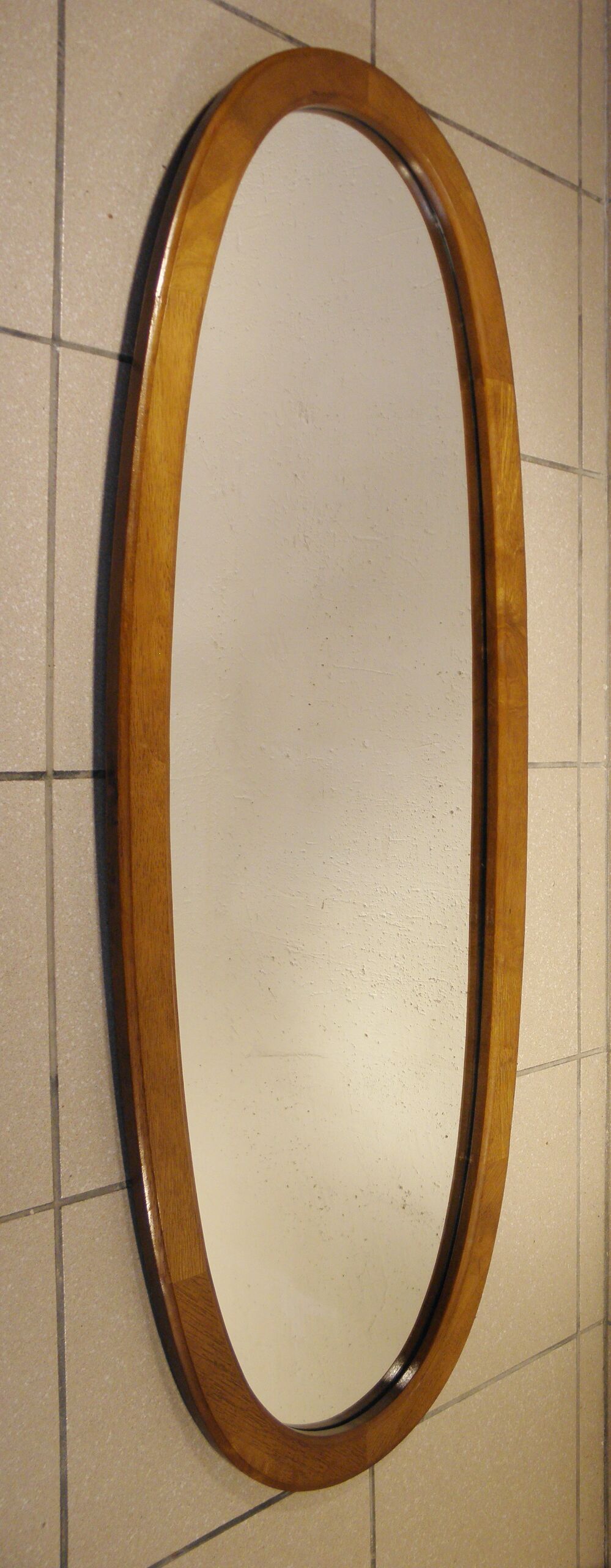 Oval mirror wooden frame 126 cm