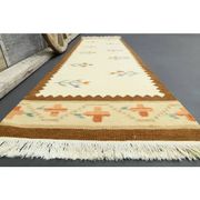 Tapis couloir en laine et coton fait main Oushak turc des années 1970, 71x283.