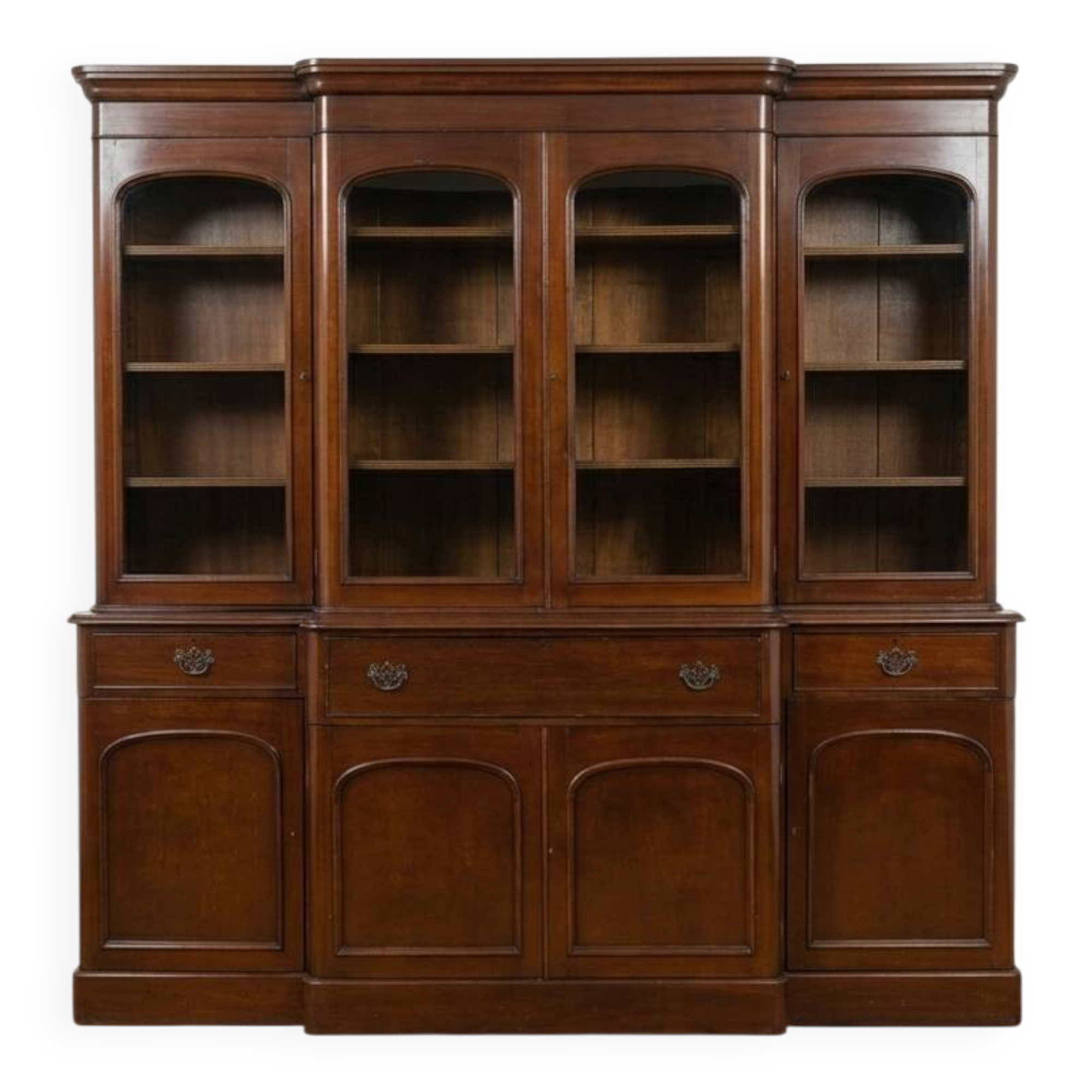 Monumental "Breakfront" library in mahogany – Victorian style 19th century