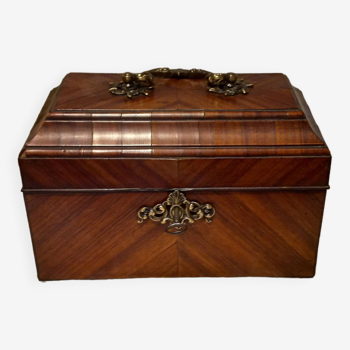 Louis 15 style tea box in rosewood marquetry