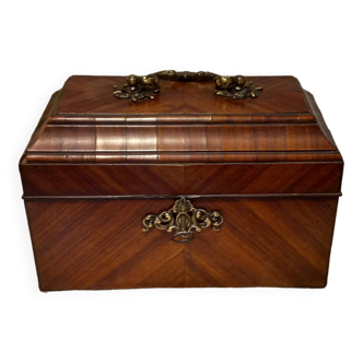 Louis 15 style tea box in rosewood marquetry