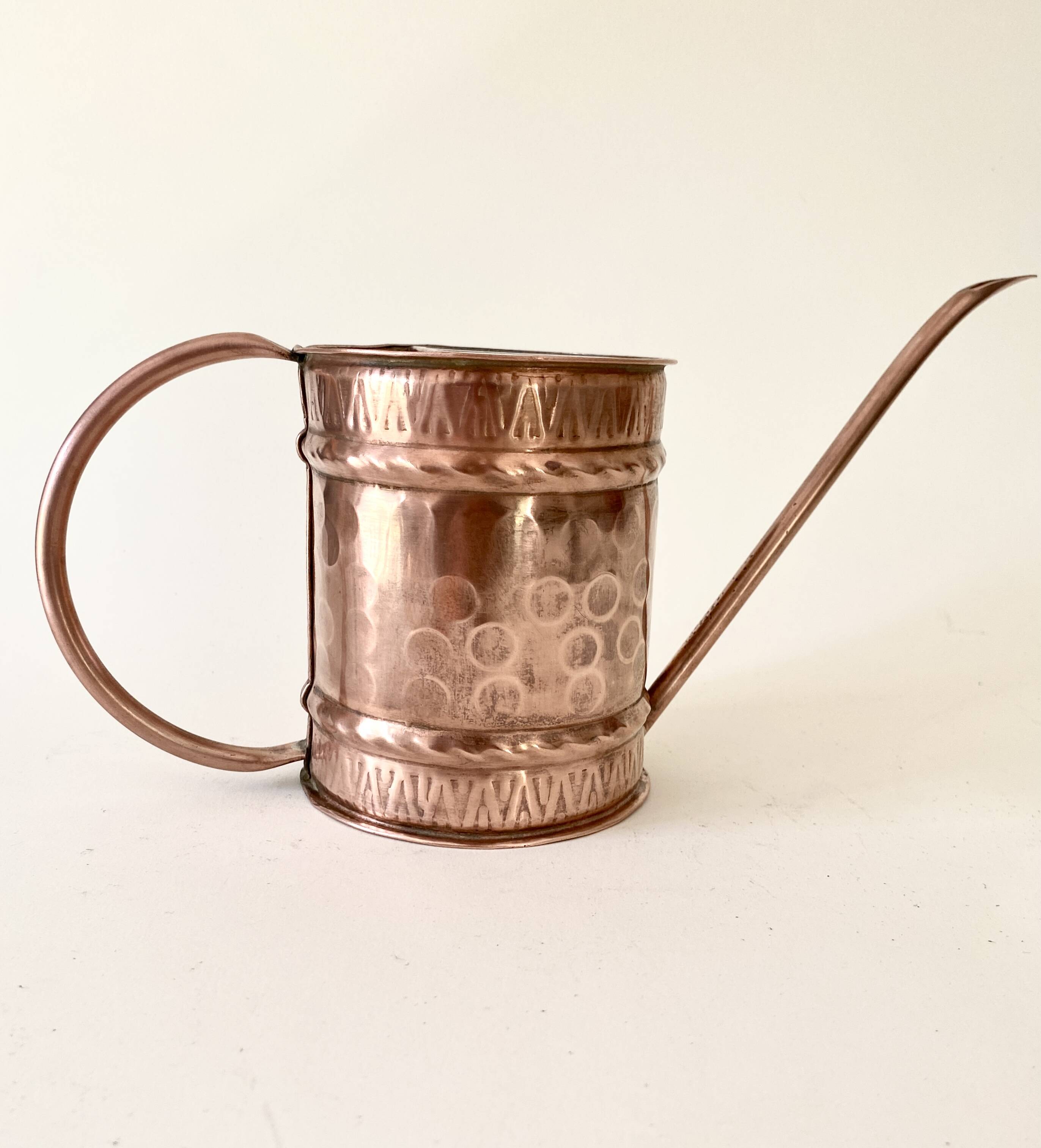 Hammered copper watering can, 1950s