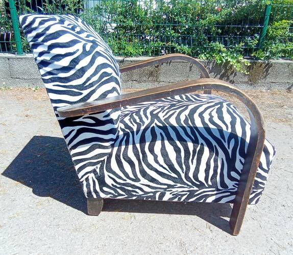 1950s armchair in zebra fabric