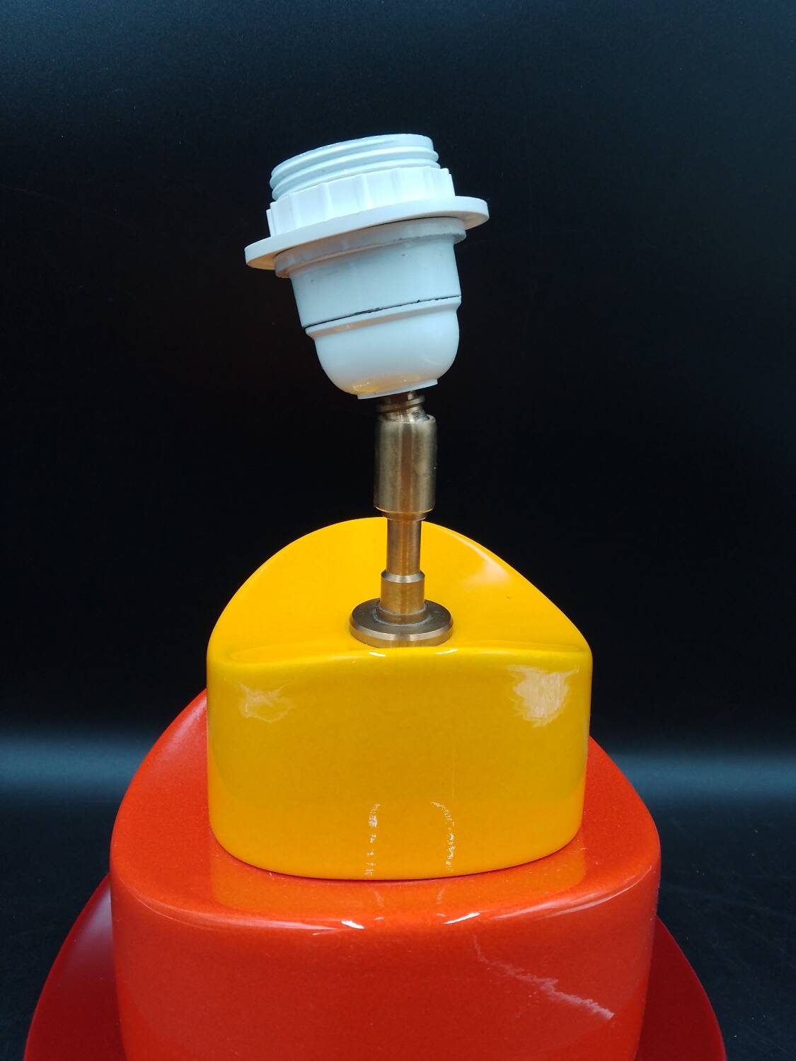 Kotska lamp model Gibus tricolor 1980 Memphis style Sun tangerine pepper