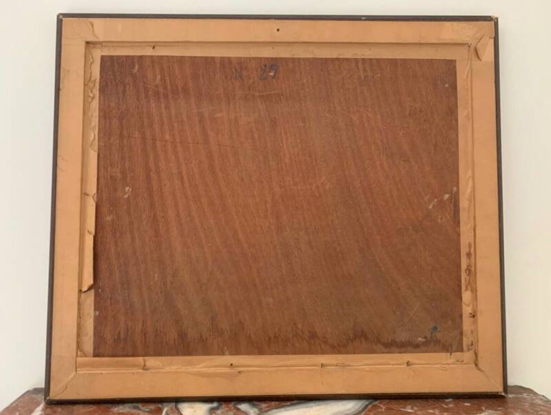 Large OIL ON WOOD representing the view of a "Lighthouse on the pier"