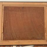 Large OIL ON WOOD representing the view of a "Lighthouse on the pier"