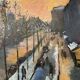 Geneviève chapront, snow boulevard saint-germain, signed oil on canvas