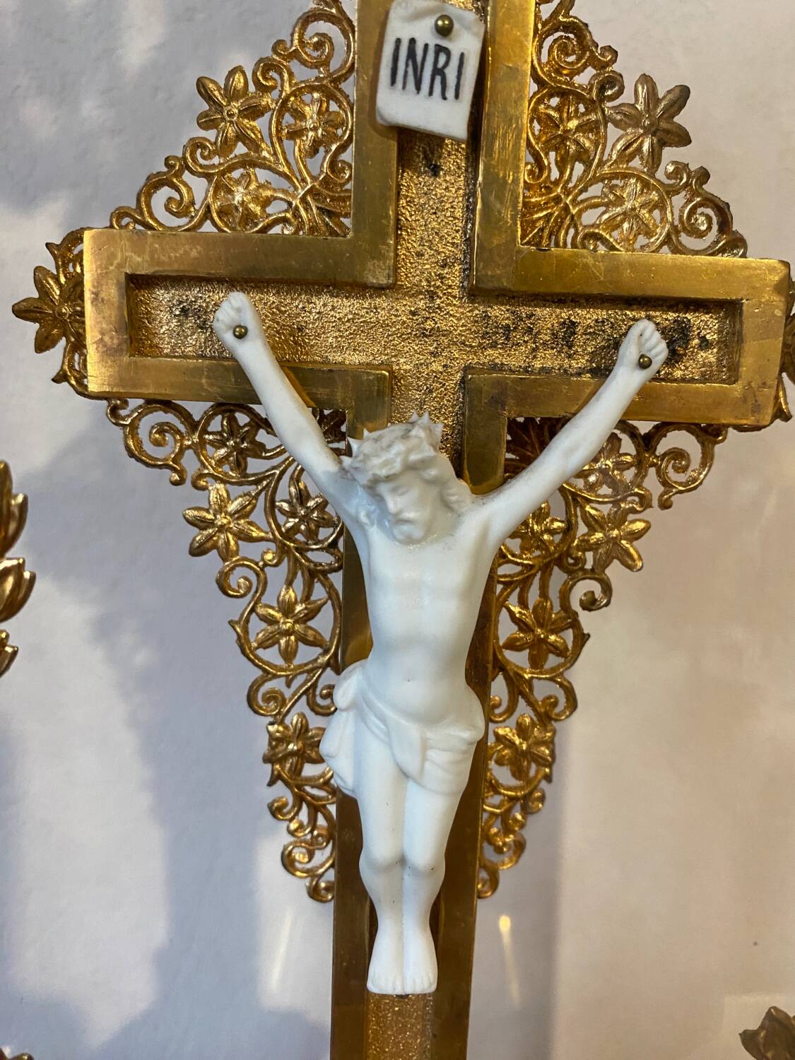 Crucifix under globe