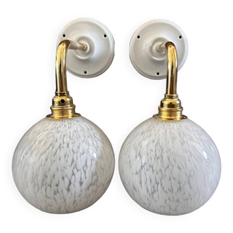 Pair of white wall lights