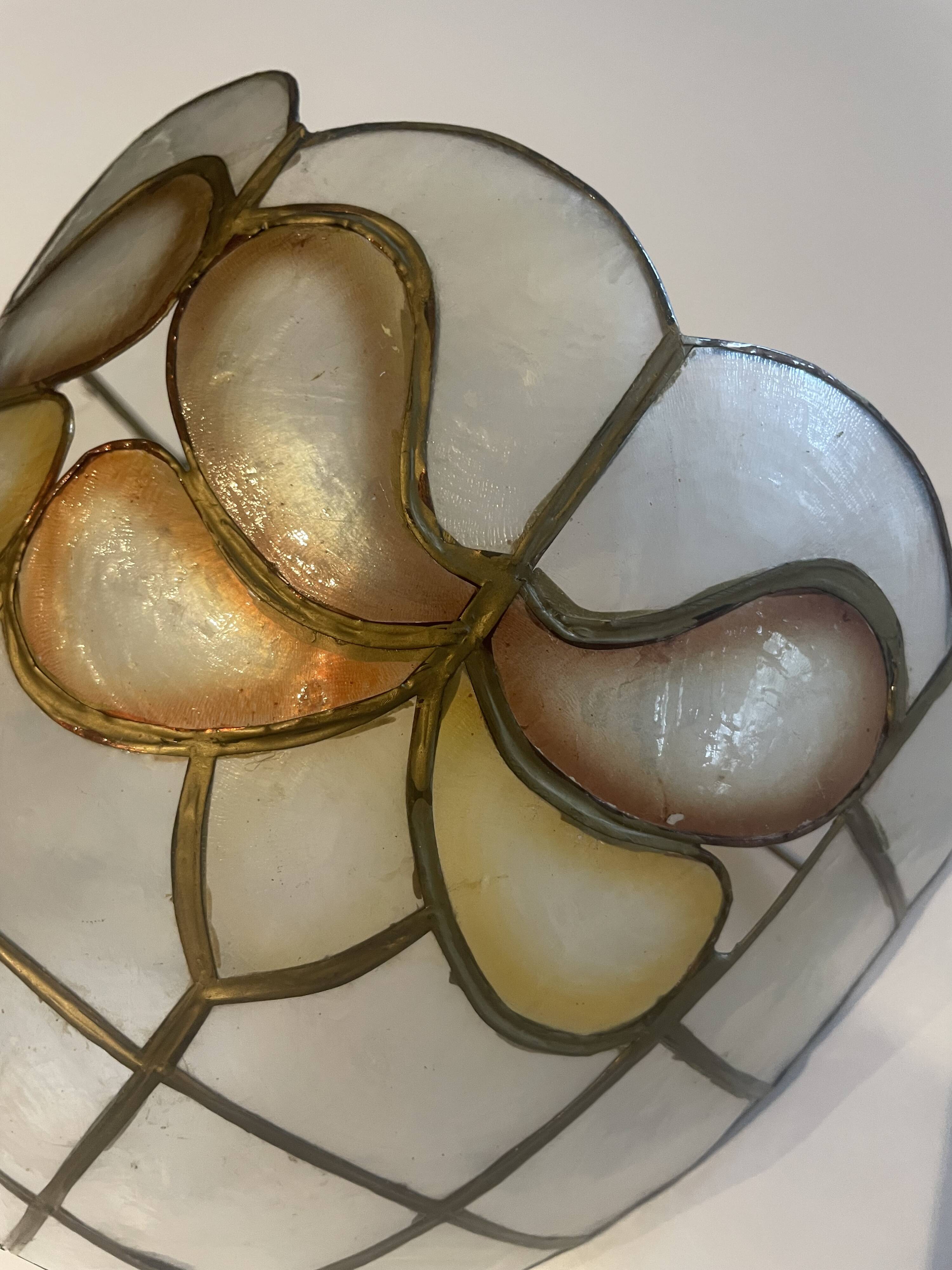 Applique abat jour nacre et laiton