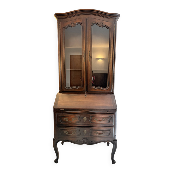 Secrétaire vitrine en merisier style Louis XV