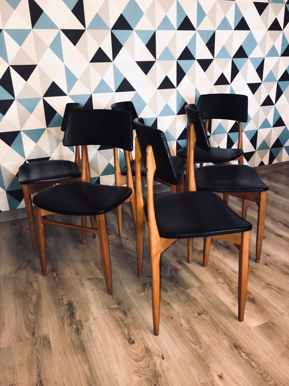 Stunning set of 6 scandinavian chairs vintage 1960