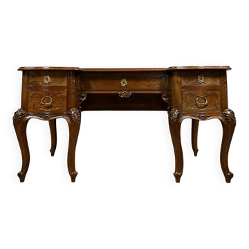 Grand bureau plat en noyer – Style Louis XV - XXeme