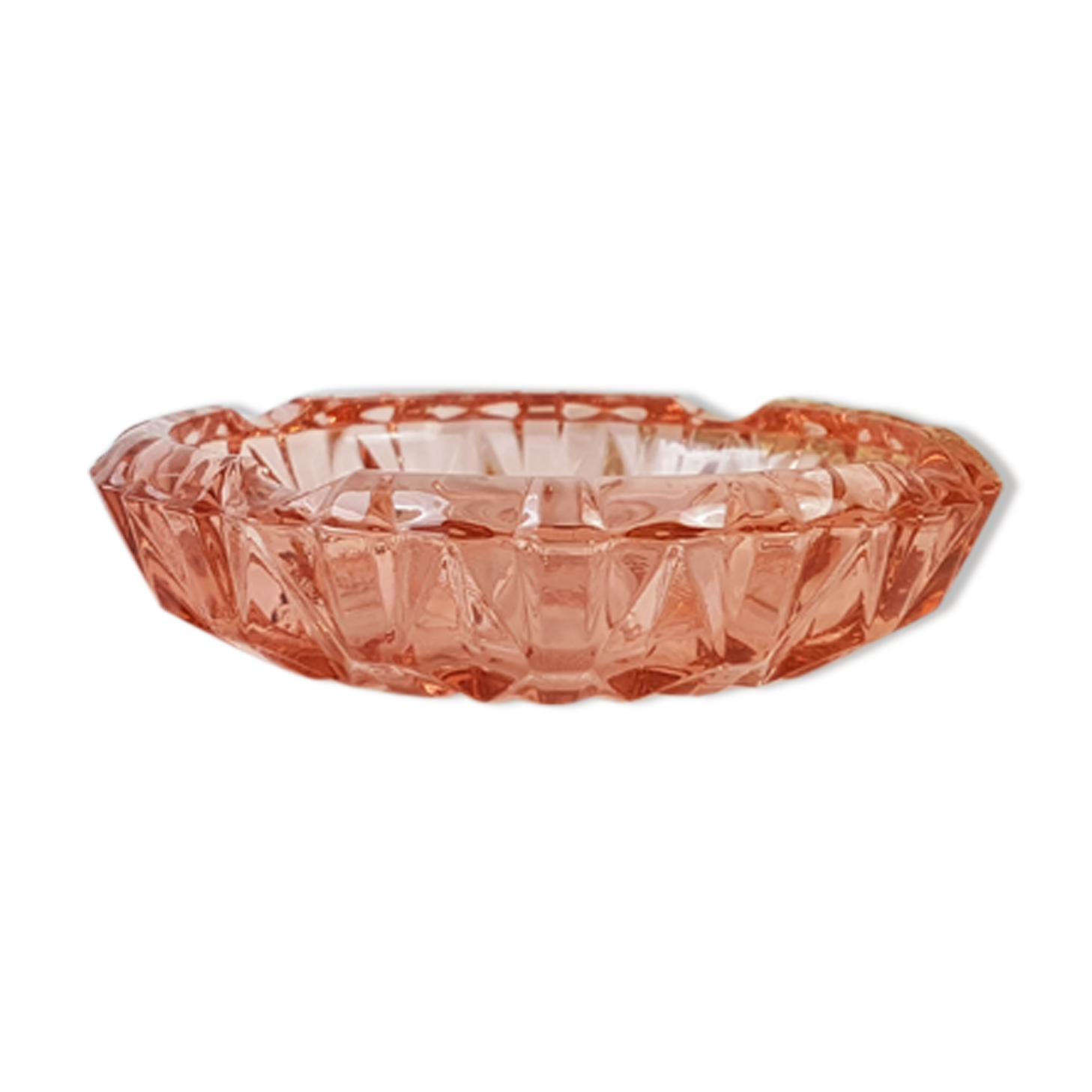 Vintage pink glass ashtray - art deco style ashtray