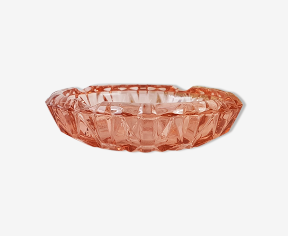 Cendrier en verre rose vintage style art deco