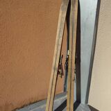 Pair of wooden skis and poles for children