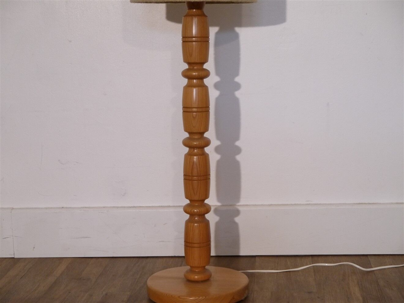 Scandinavian wooden floor lamp turned 1960