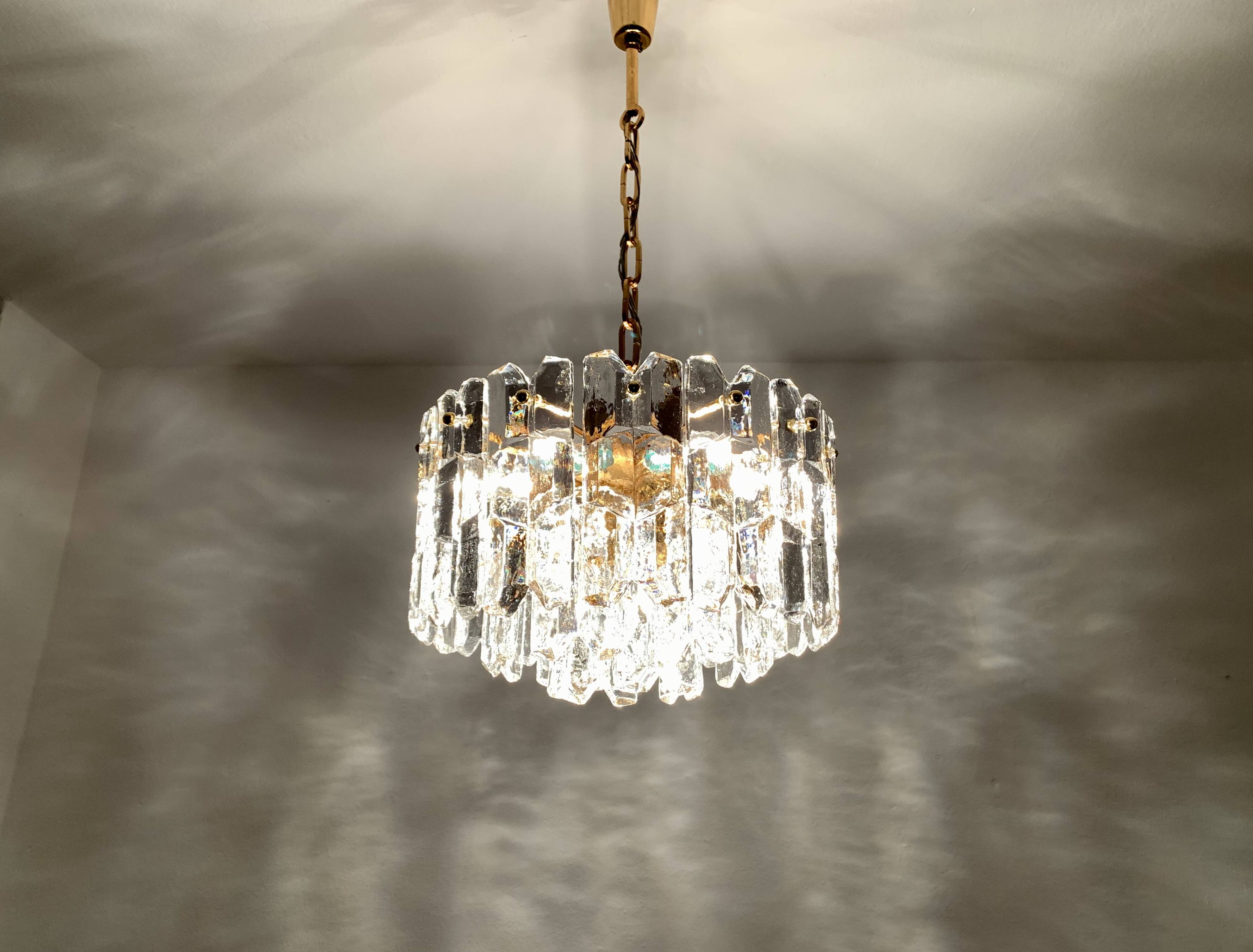 Austrian Palazzo Ice Glass Chandelier by J.T. Kalmar