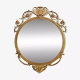 Miroir rond style médaillon en laiton