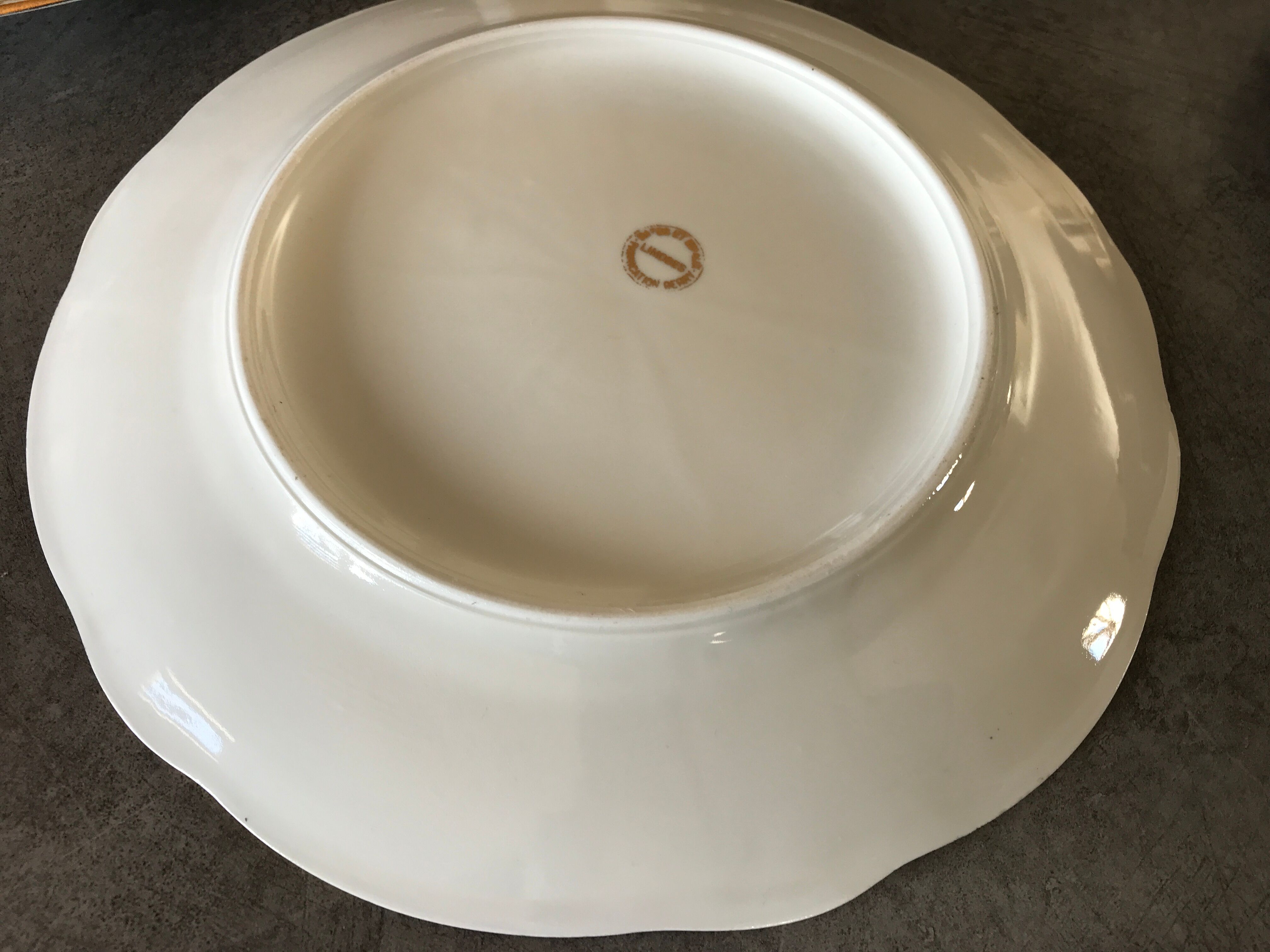 Lot of 8 plates plates pasta and enamels of limoges, decoration of gallant scenes 24.5 cm