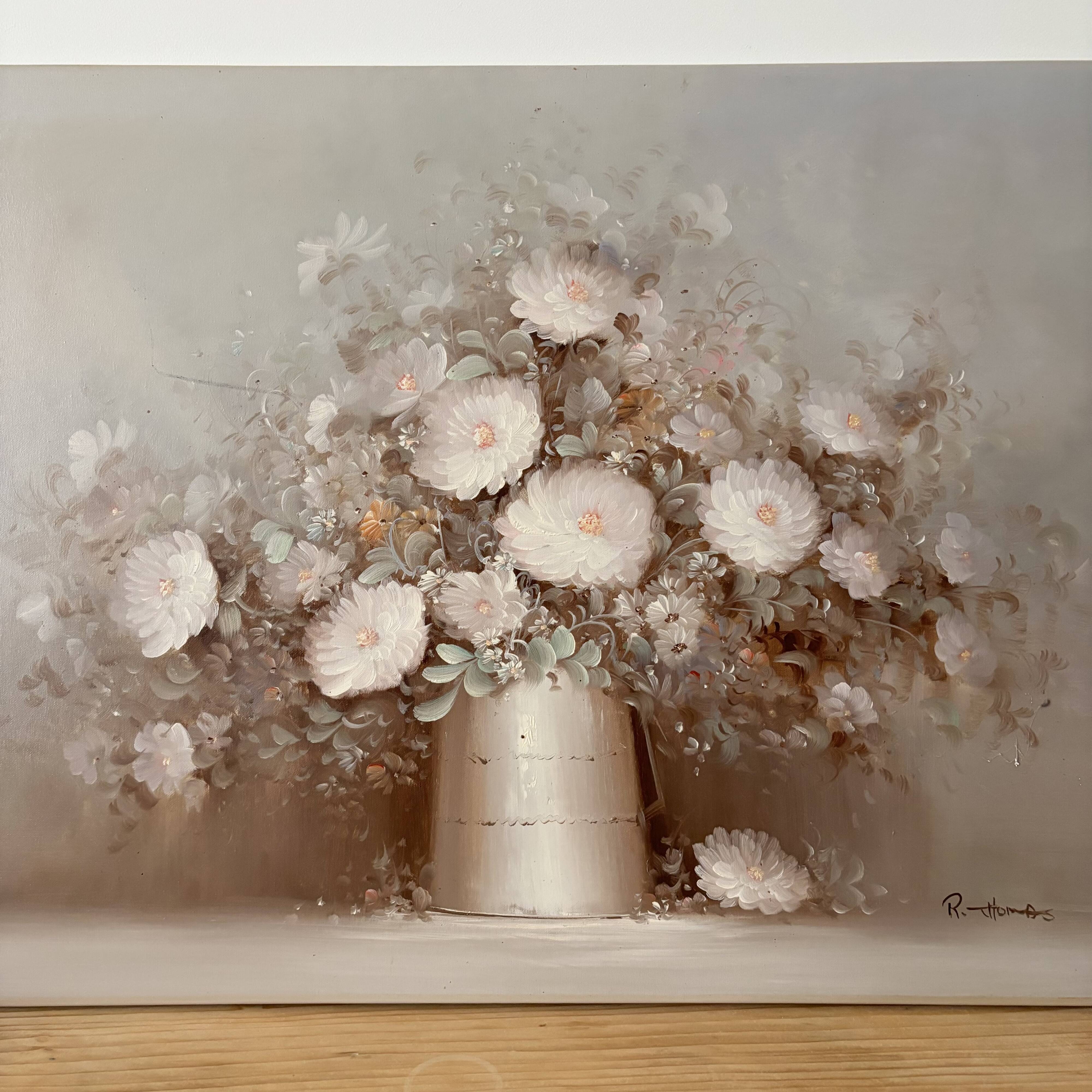 Painting bouquet of flowers signed R.Thomas