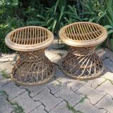 Pair of vintage rattan stools