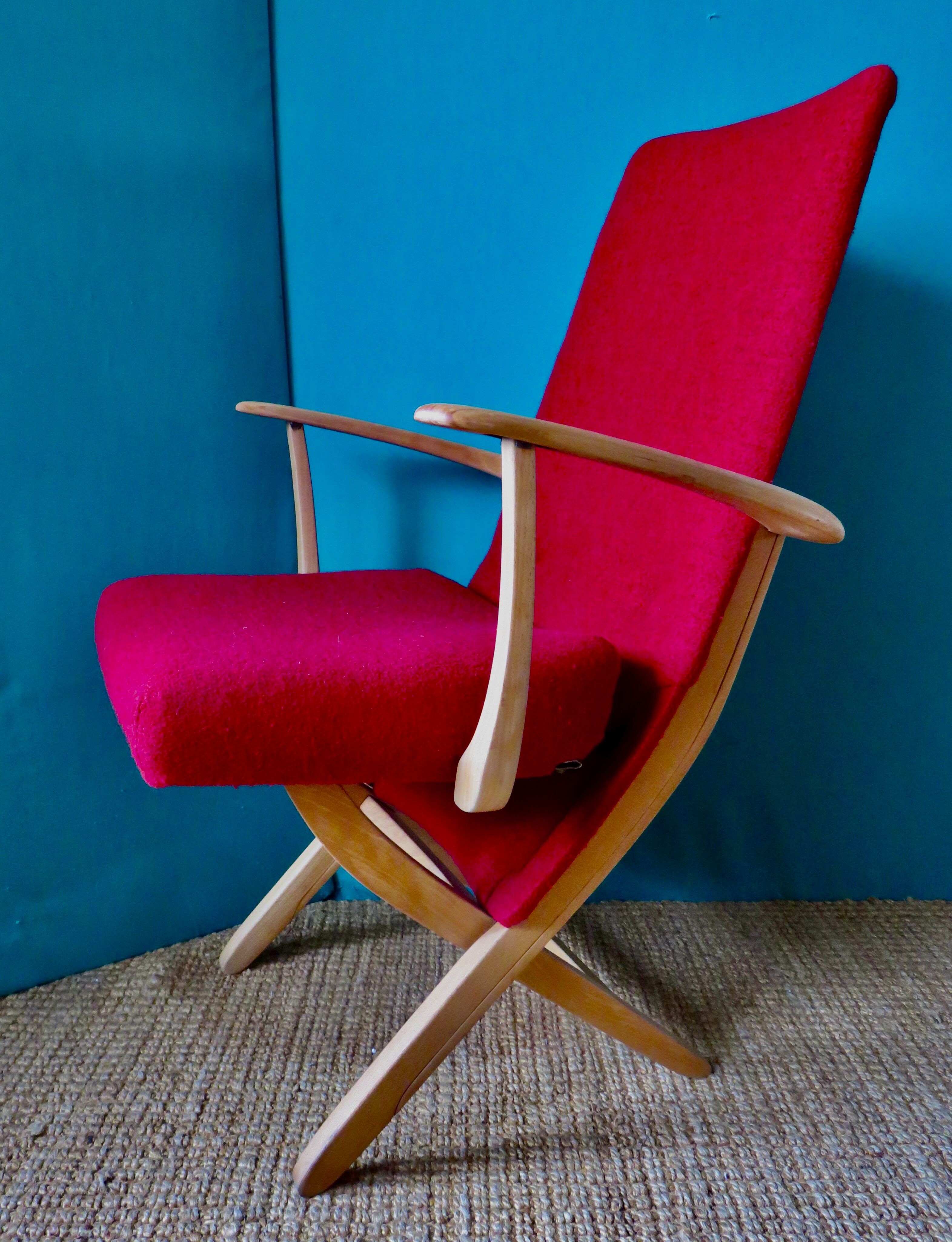 Pair of red armchairs. Denmark 1950